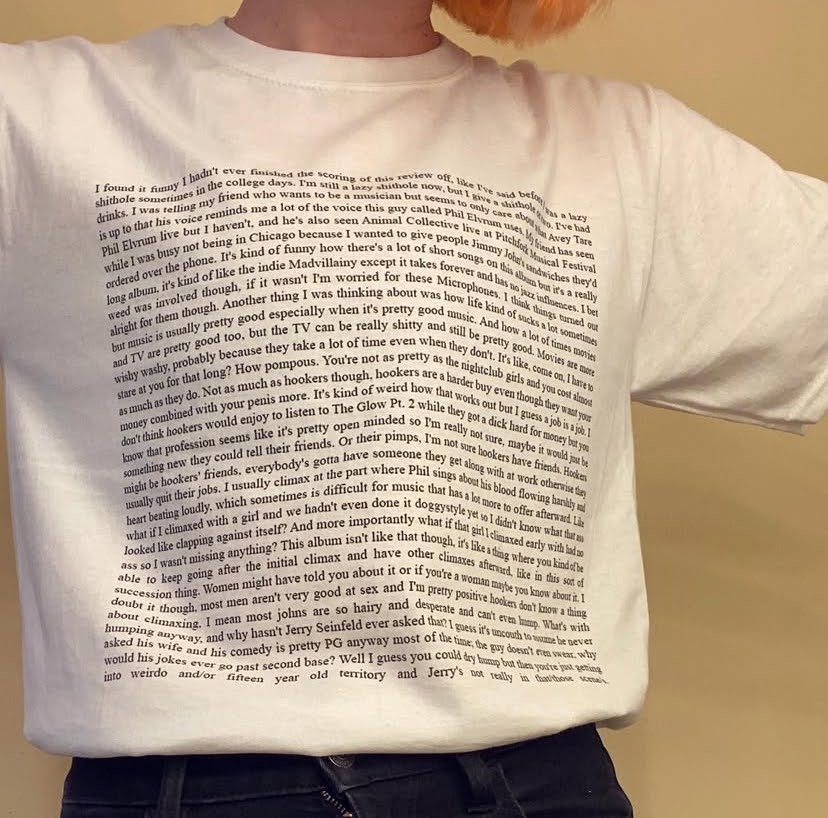 The front of the shirt being worn by emily